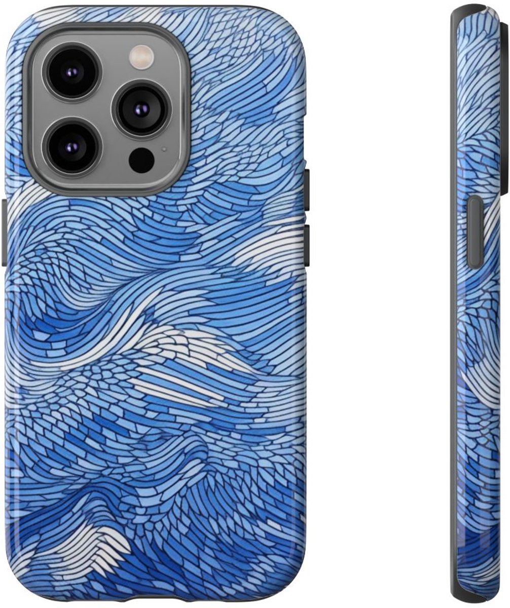 Blauw Abstract Lijnenpatroon – Telefoonhoesje Geschikt voor iPhone 14 Pro