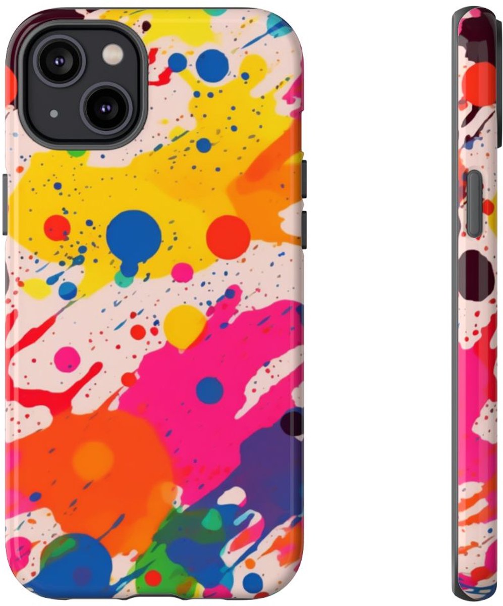 Kleurrijke Verfspatten Abstract Patroon – Telefoonhoesje Geschikt voor iPhone 14 Plus