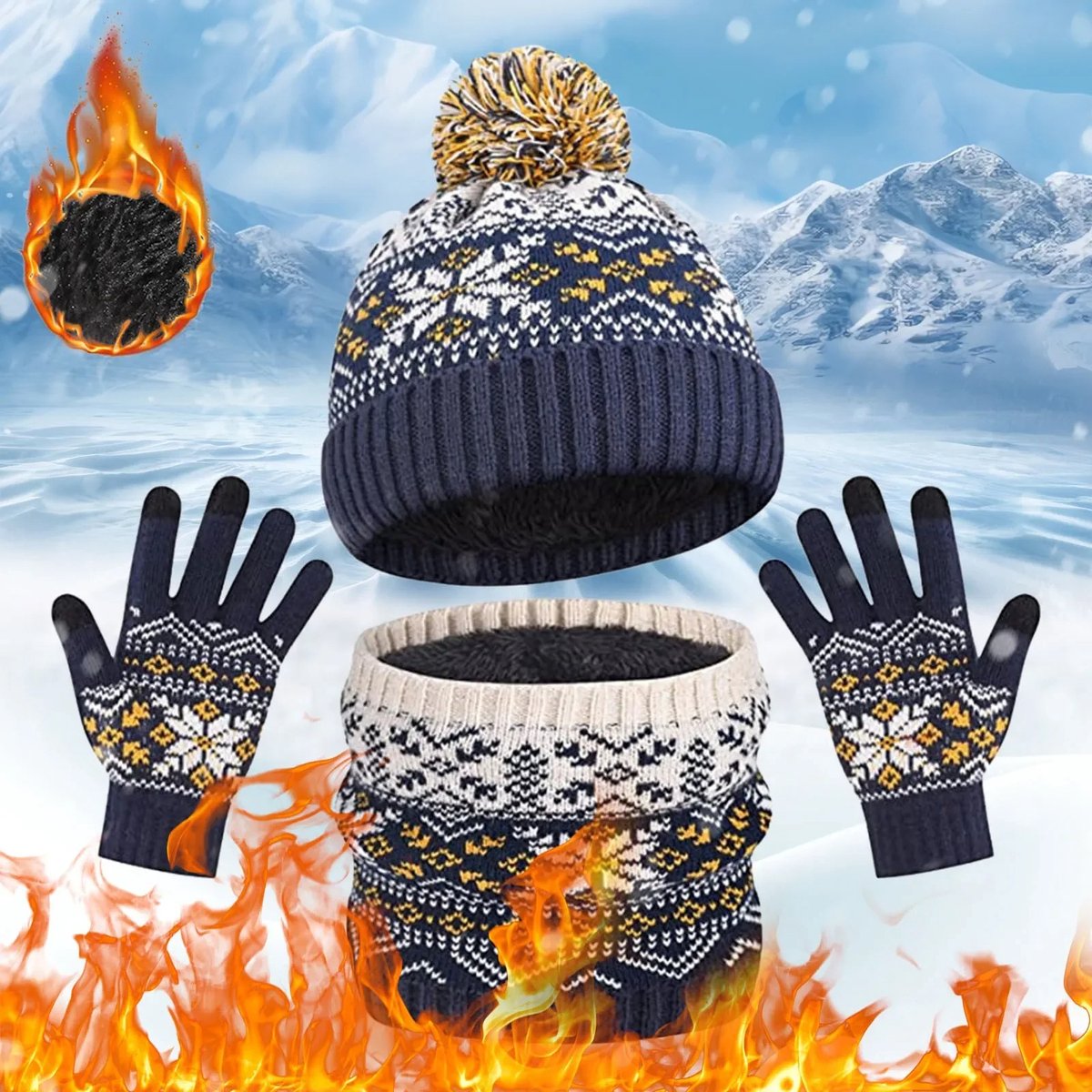 3-delige Winterset Kind – Warme Gebreide Muts, Sjaal en Handschoenen Set voor Kinderen | Winterkleding Jongens & Meisjes