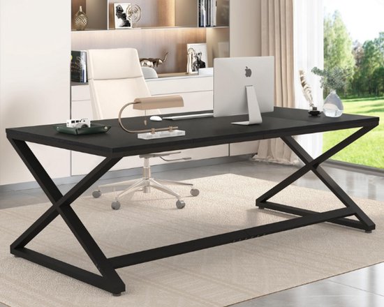 Groot zwart bureau – 179,8 cm lang – computerbureau