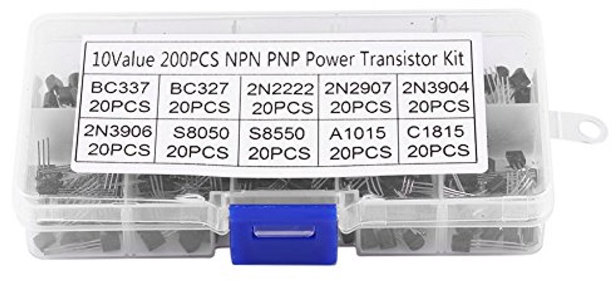 200 Stuks Transistor Bipolaire NPN PNP Silicon - 10 Modellen met Opslagdoos