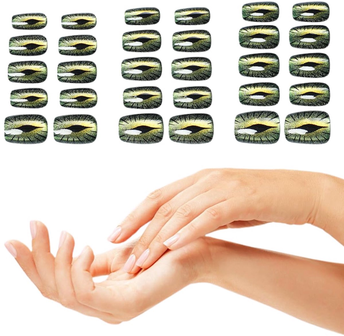 Pack van 30 Zelfklevende Nagels Korte Shiny Natuurlijke Nepnagels - Cat's Eye Effect