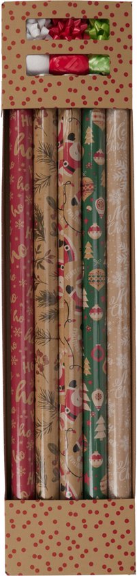 Kerst inpakpapier/cadeaupapier set - 11-delig - 200 x 70 cm - inpakken