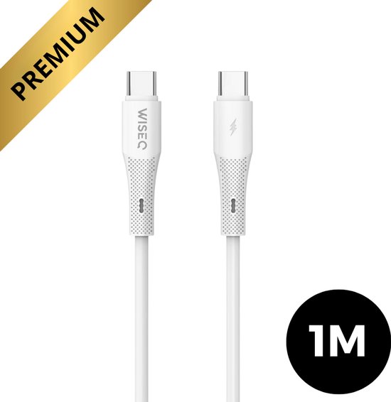 USB-C naar USB-C kabel 1m wit 60W snellader datakabel voor iPhone 15/16/17 Samsung WiseQ