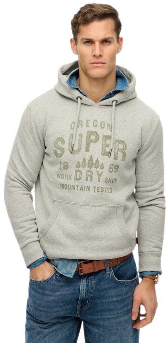 Superdry Work Shop hoodie Heren Hoodies Grijs