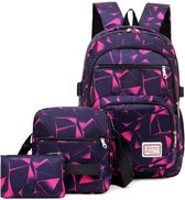 Rugzak - Set van 3 - Schooltas 46*33*20cm - Schoudertas 20*5*22cm - Etui 18*2*12cm - Rugzak voor basisschool - Geschikt voor tieners, meisjes, jongens, tieners - Lichtgewicht schoolrugzak - Reisrugzak voor laptop - Casual rugzak