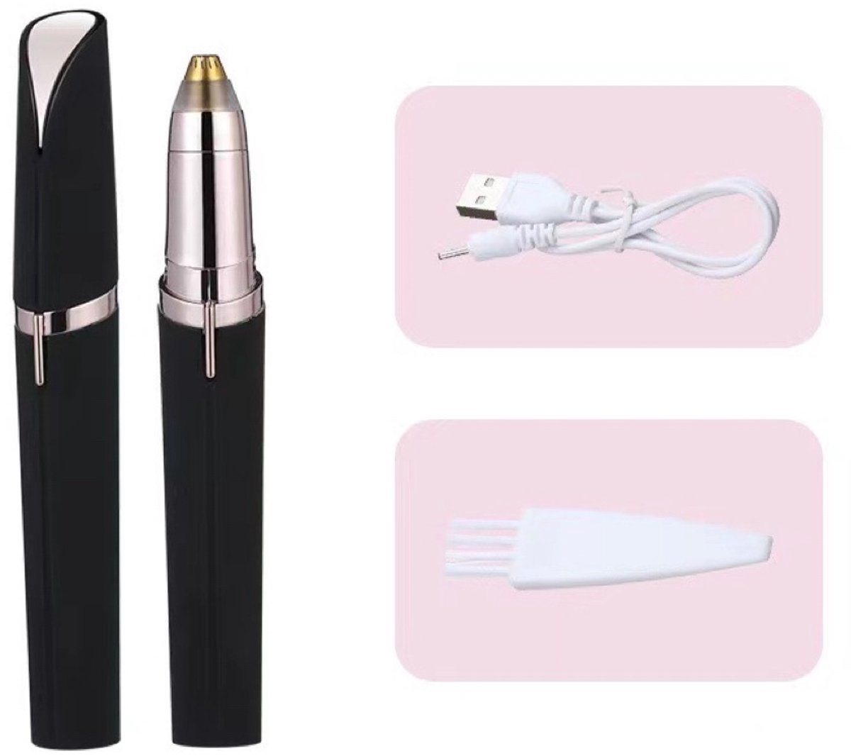 Elektrische wenkbrauwtrimmer voor vrouwen Wenkbrauwpotlood Gezichtshaarverwijderingsapparaat Automatische wenkbrauwtrimmer voor vrouwen Klein opvouwbaar mes Zwart