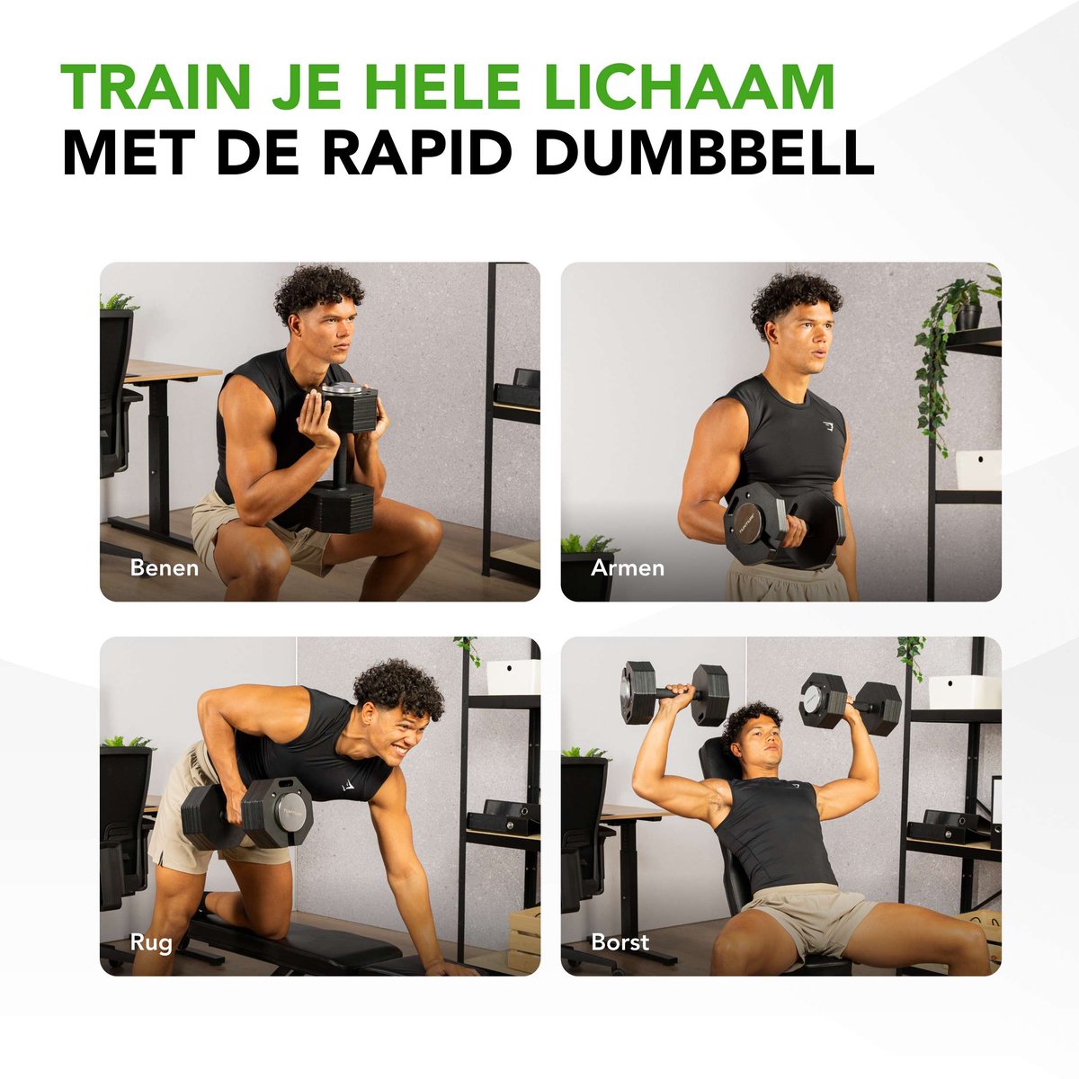 Tunturi Rapid Verstelbare Dumbbell – Verstelbaar van 4 tot 28 kg – 25 gewichten in één – Gewichtenset voor thuis – foto 7