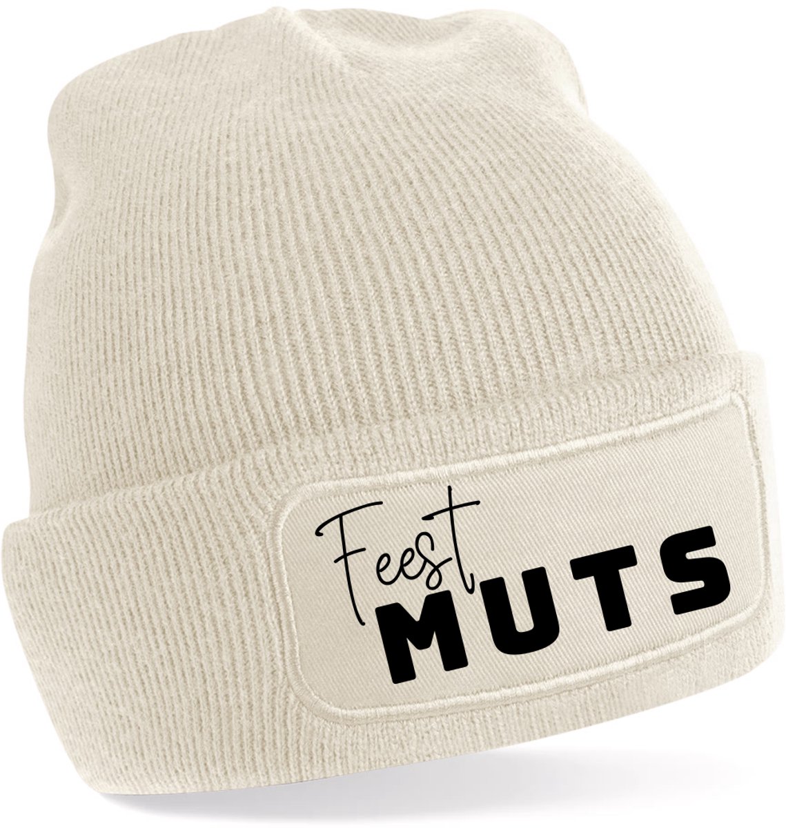 Beanie-Feest Muts-kado-wintermuts-grappig-almond-zwart