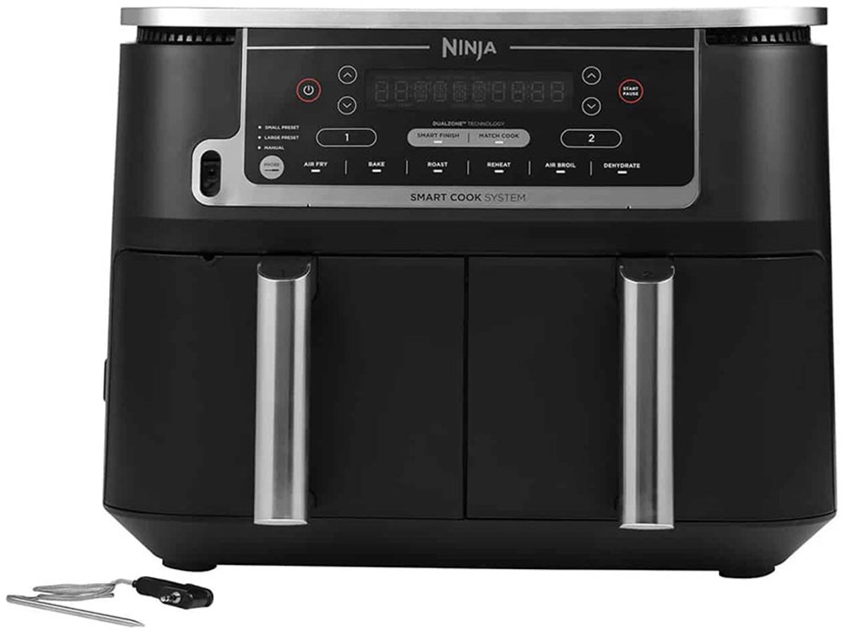 Ninja AF451EU Dubbele Airfryer XXL - Twee Kookvakken - 9.5 Liter - Digitale Thermometer - 2470 Watt - Dual Zone Technologie — afbeelding 4