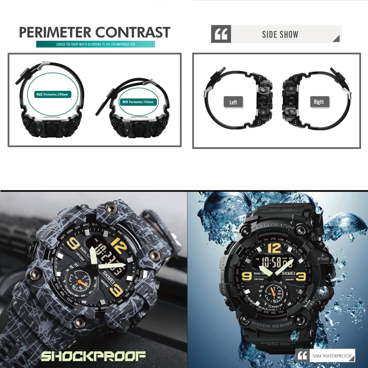 Afbeelding 2 van Militaire Camouflage Sporthorloge Waterdicht