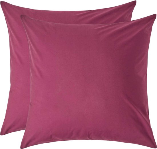 HOMESCAPES Copricuscino 60x60 Cm In 100% Cotone Rosa, Fodera Decorativa Con Cerniera Invisibile, Lavabile In Lavatrice