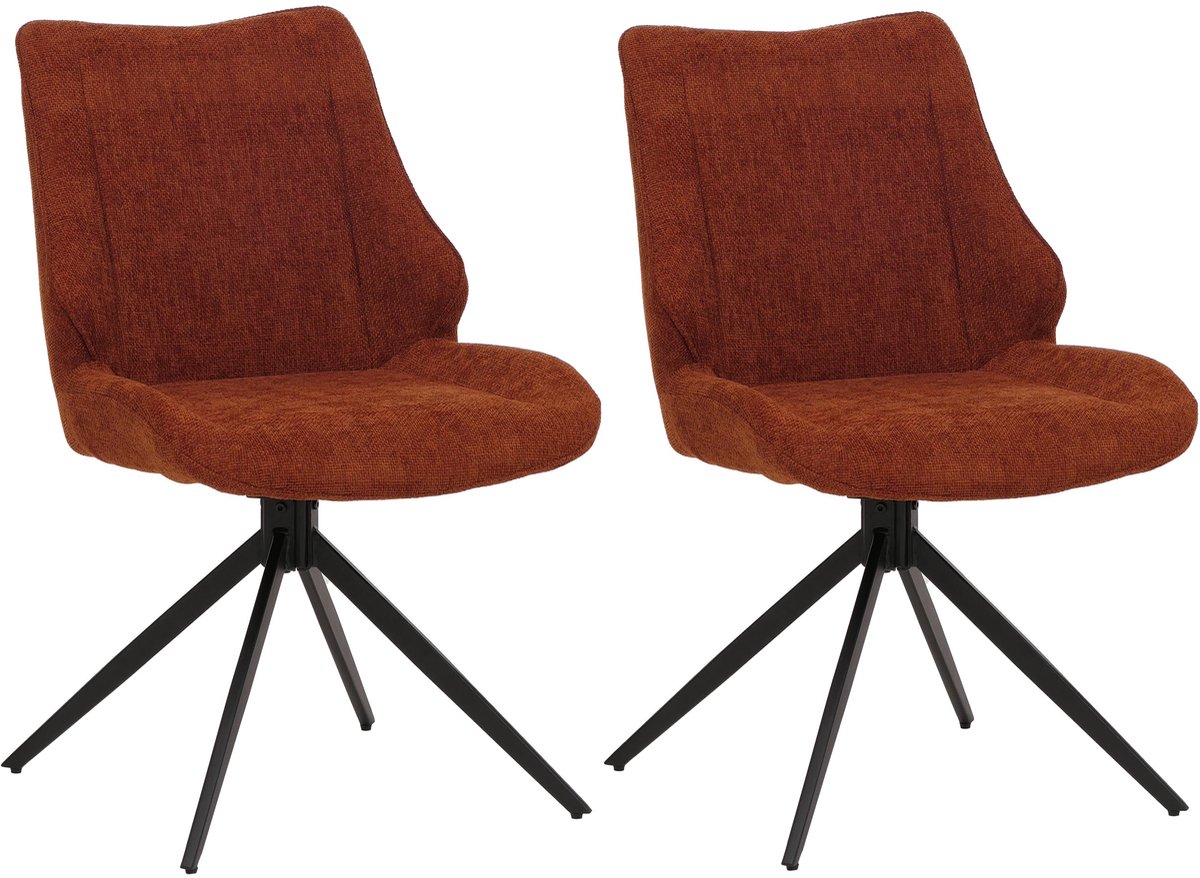 Set van 2 eetkamerstoelen MCW-O48, keukenstoel, draaibaar met automatische terugkeer, stof