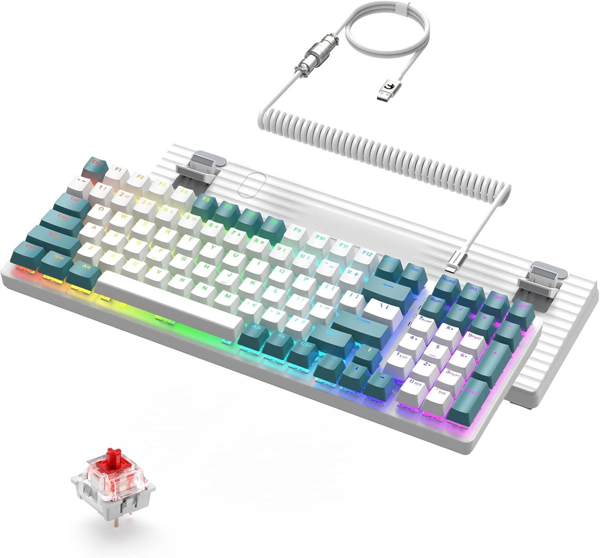 Mechanisch Gamingtoetsenbord met RGB-Achtergrondverlichting - 96% Compact Toetsenbord Met Numeriek Toetsenblok en Rode Schakelaar