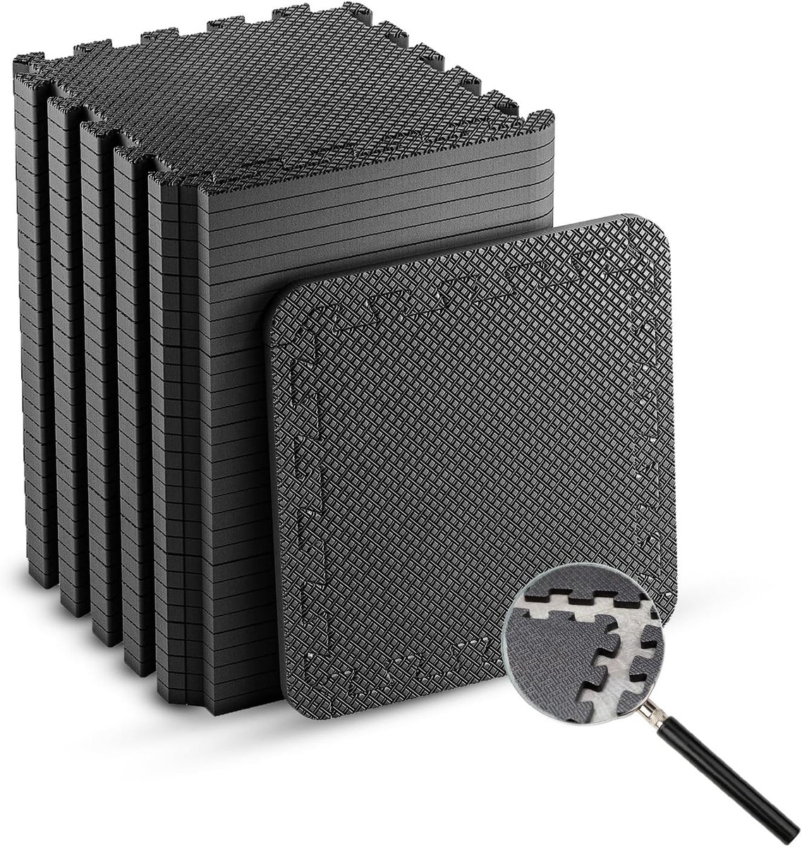 Antislip Gym Foam Mat 24 Stuks - 30,5 x 30,5 cm - Zwart - Puzzle Vloertegels voor Thuis en