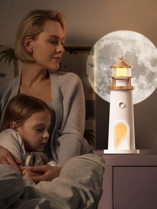 Maanlamp projector nachtlampje - Led Galaxy projector voor kinderen, sfeervolle vuurtoren decor lamp van Sfeez. — afbeelding 4