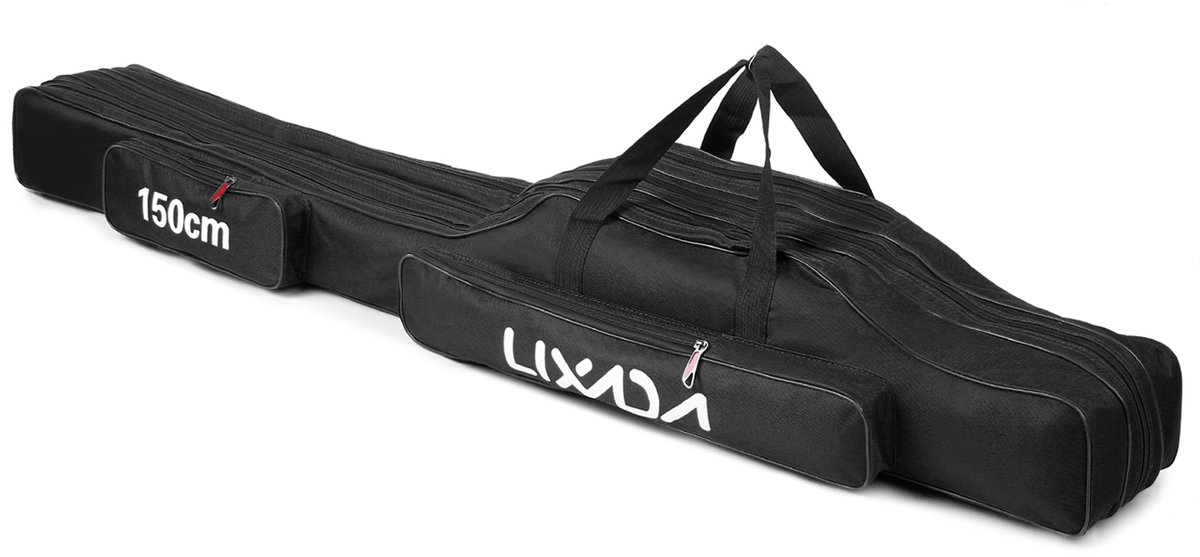 Hengeltas 150cm – 3 Lagen Vistas – Opvouwbare Draagtas voor Vissen – Oxford Stof – Grote Capaciteit – Met Schouderriem – Zwart
