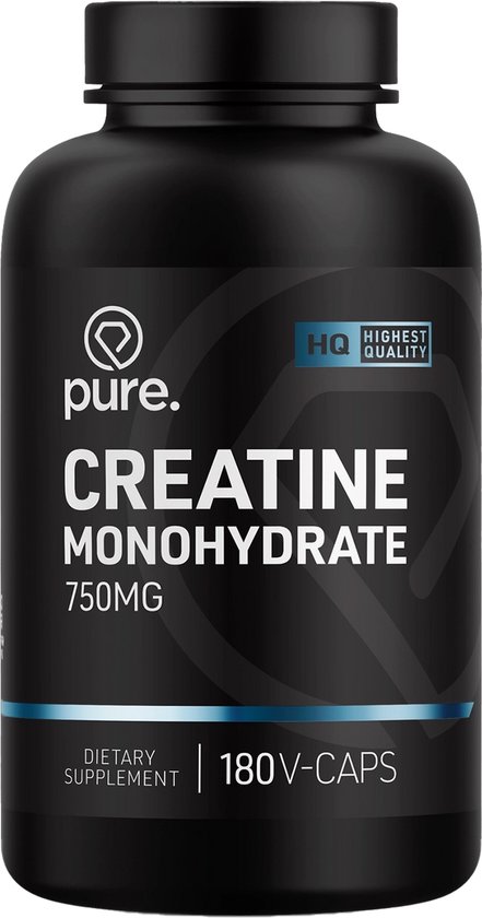 Pure. Creatine Monohydraat - 180 v-caps - spiergroei - fitness & sport - vegan capsules