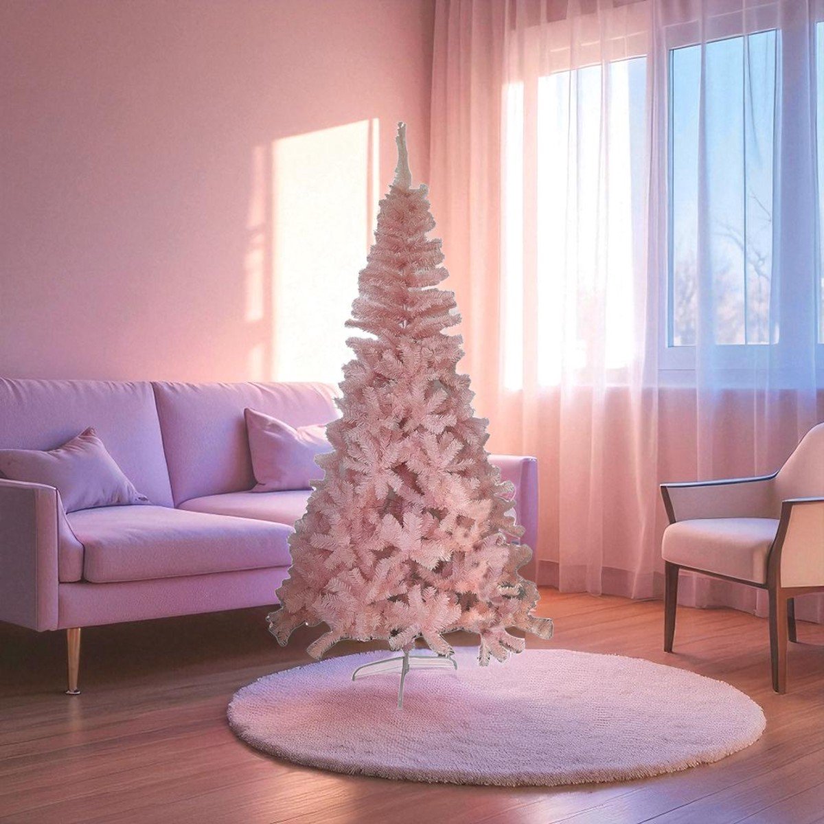 Roze kunststof kerstboom met 900 tips - 210 cm - Kerstdecoratie