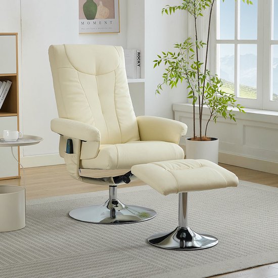 BLACKCOLORS Relaxfauteuil met Massage en Verwarming Beige - BLACKCOLORS - €225,99
