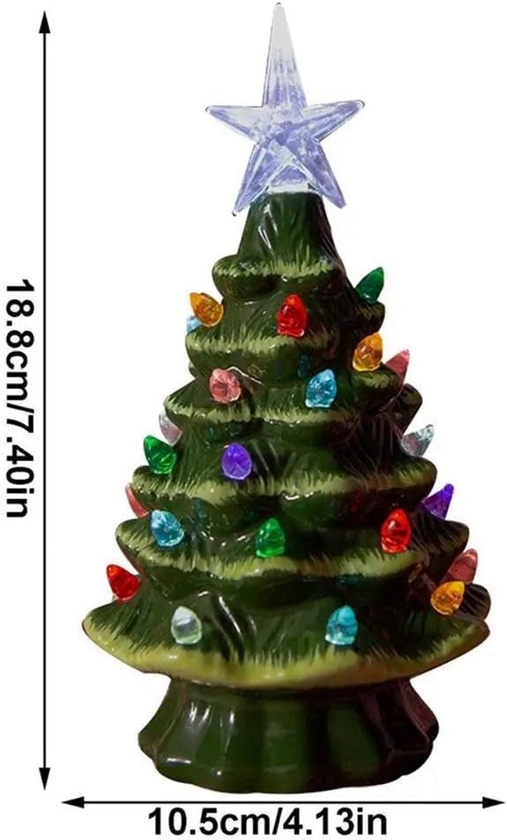Kerstverlichting - kerstversiering decoratie binnen - Keramische kerstboom tafelmodel kerstboom - met LED-licht kerstversiering - veelkleurige keramische kerstboom - voor festivals, kerstthema, feestdagen, feestdecoratie voor thuis – foto 5