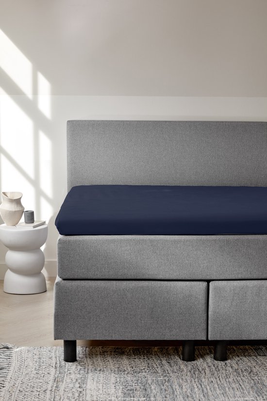 Dreamers Den - Jersey élasthanne Premium - Katoen bio - Topper Hoeslaken - Bleu roi - 180 x 200 cm