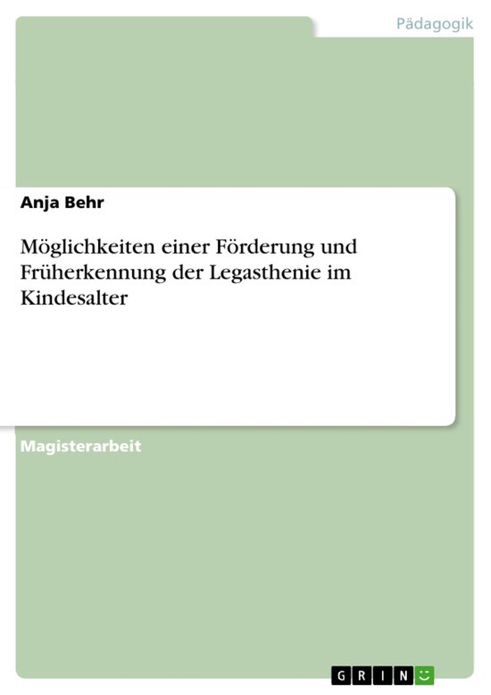 Möglichkeiten einer Förderung und Früherkennung der Legas ... - cover