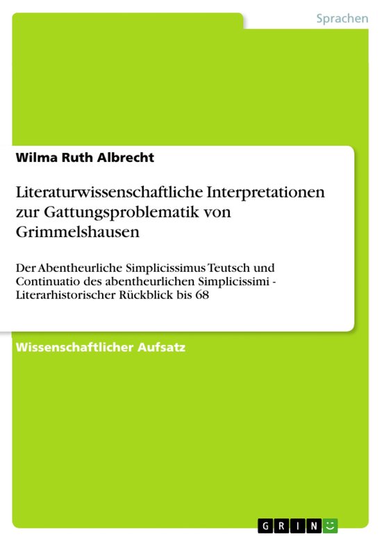 Literaturwissenschaftliche Interpretationen zur Gattungsprob ... - cover