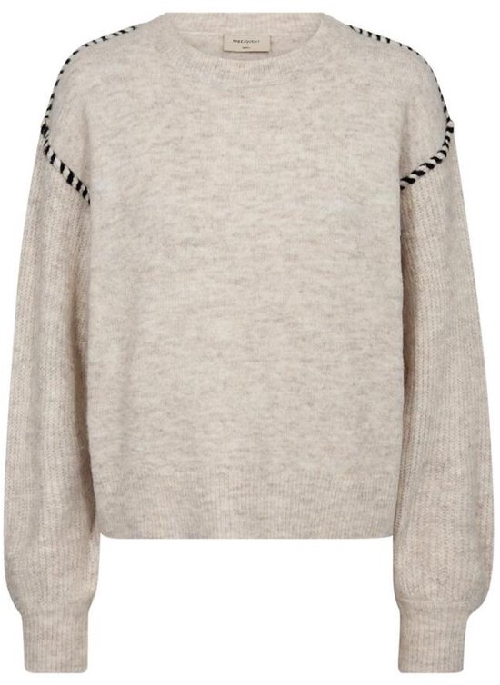 Freequent Trui Fqkinlock Pullover 204665 Moonbeam Melange/w. Black Dames Maat - M