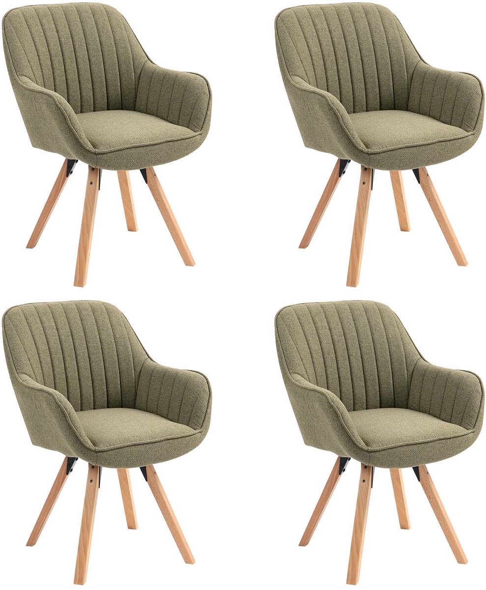 MEUBLE COSY Meubles Cosy - Draaibare eetkamerstoelen - Set van 4 Stoffen zitting 360° draaifunctie – Groen