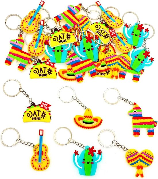 Allecto plus - Feestelijke Mexicaanse decoraties en accessoires voor Cinco de Mayo feest - Sombrero, taco, cactus, gitaar, maraca, ezel - 30 stuks