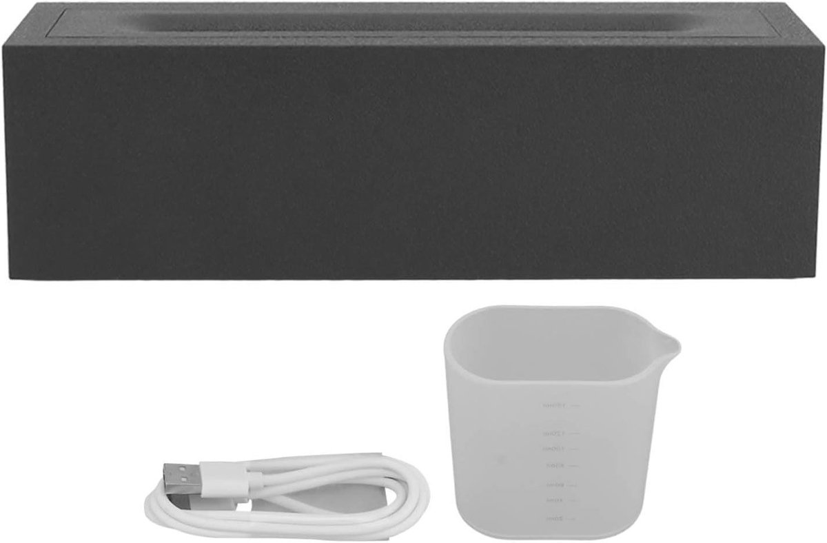 Stille vlam aromatherapie diffuser - USB-voeding - Scandinavische stijl luchtbevochtiger - maatbeker inclusief - 248 x 66 x 76 cm (zwart)