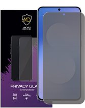 Moby Defend privacy screenprotector verpakking met een screenprotector erop. "PRIVACY GLASS Screenprotector" Extra Stevig 9H.