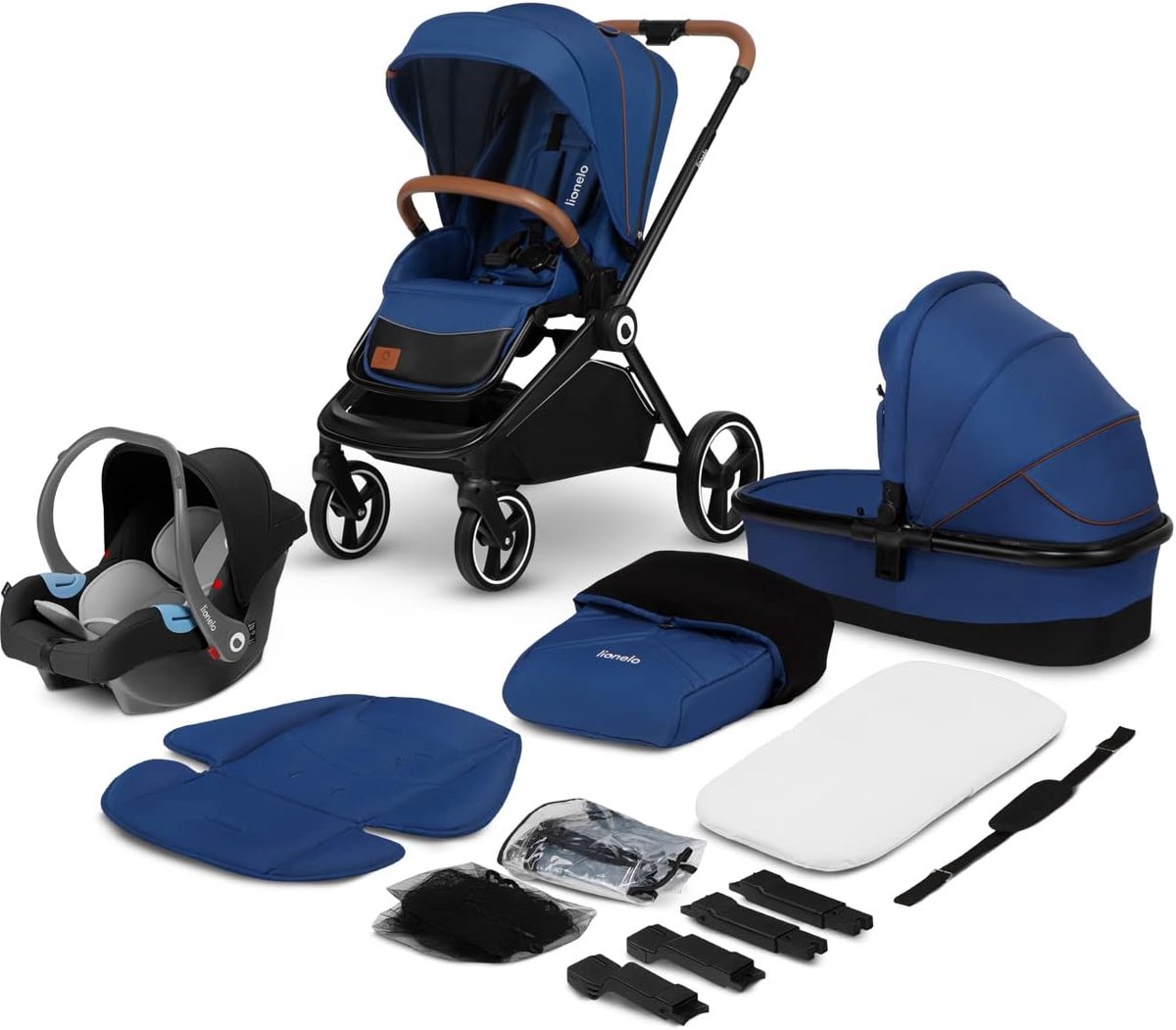 Image of 3in1 Kinderwagen Set voor Baby's met Verstelbare Rugleuning en Autostoel