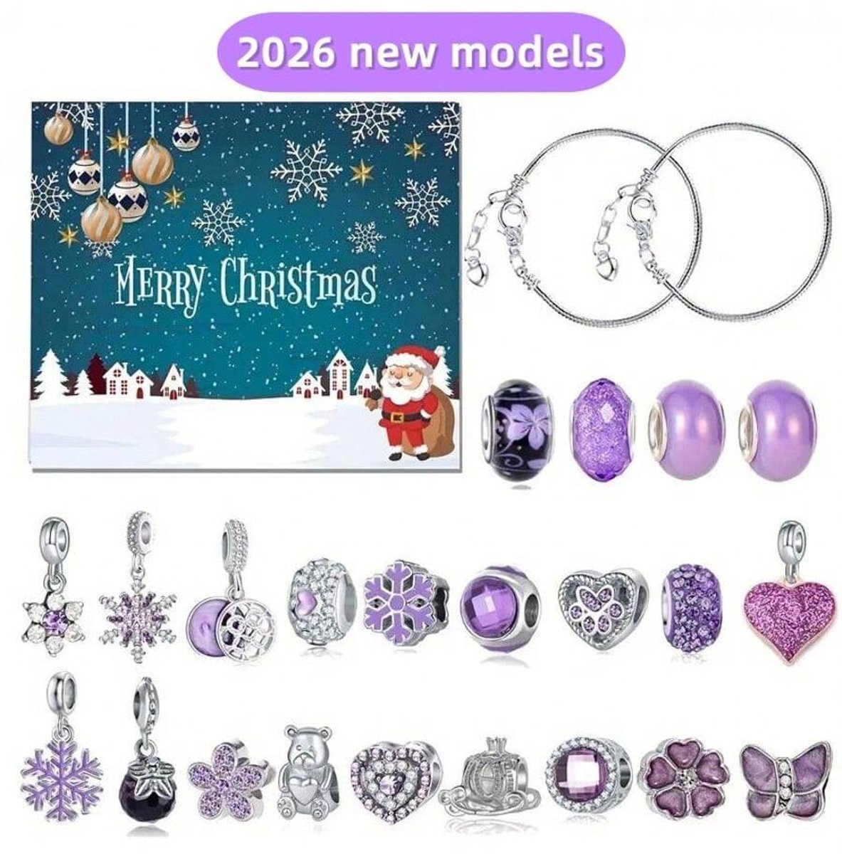 Adventskalender 2026 meisjes-Adventskalender voor meisjes sieraden-24 stuks DIY Adventskalender armband sieraden knutselen — afbeelding 4