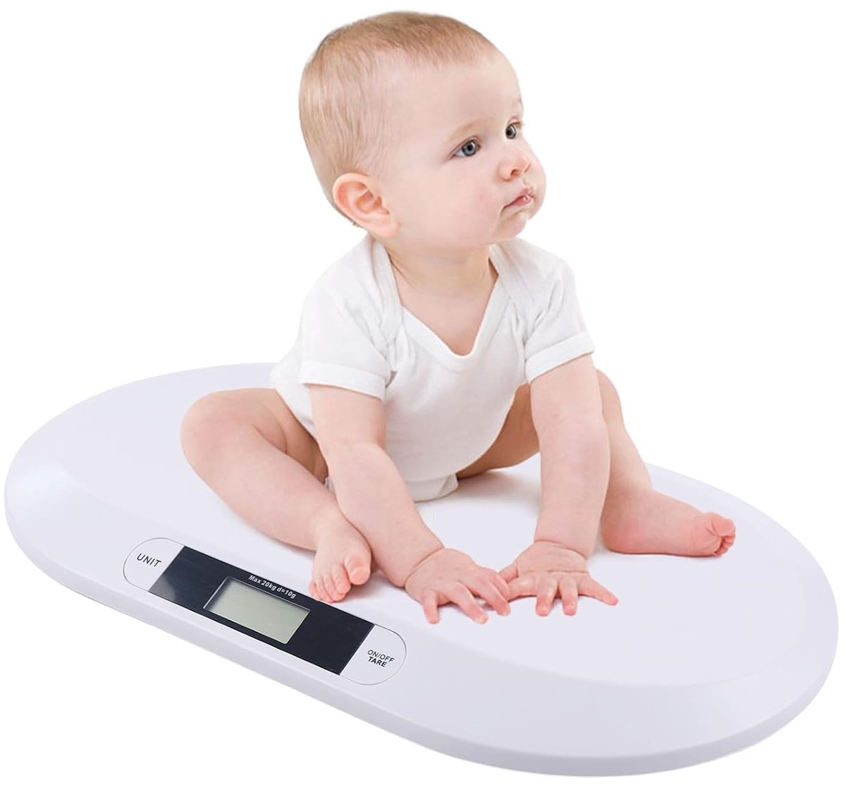 Babyweegschaal Digitaal - Kinderweegschaal Elektronisch - Groeien Monitoren - Zeer Nauwkeurig - tot 20 kg - Wit