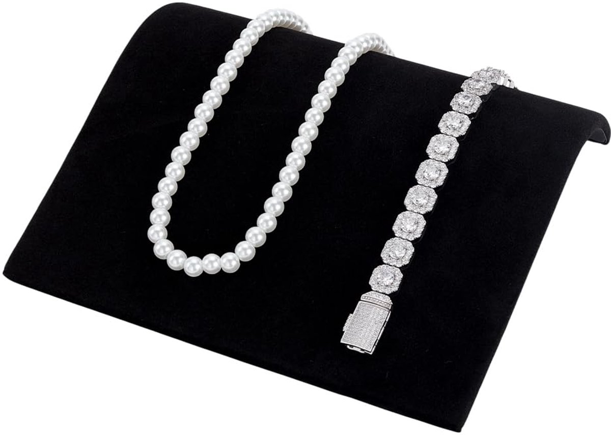 Zwart Fluwelen Armband Ramp Display Stand Boog Vormige Ketting Organizer Sieraden Display Stands Houder voor Retail Trade Shows Verkoop Armband Horloge Display Opslag