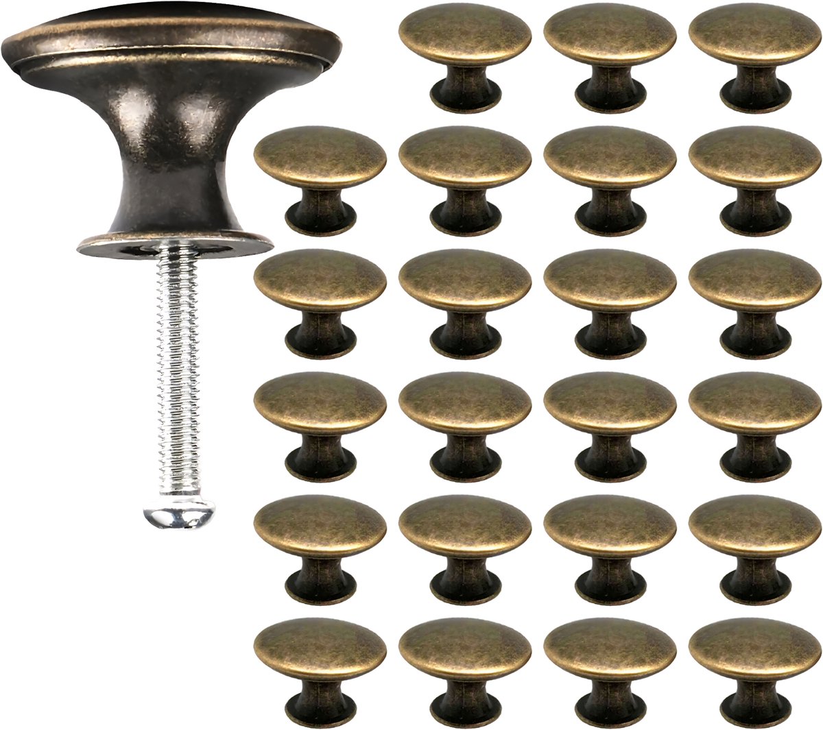 Somstyle Vintage Kastknoppen Set - 24 Stuks - Ø 30 MM - Deurknoppen voor Kasten - Meubelknop - Handgreep - Bronzekleurig