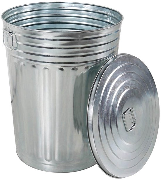 Zink Afvalemmer Met Deksel voor Outdoor en Tuin - 58 Liter van Esschert Design — afbeelding 2
