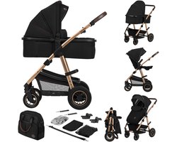Lionelo Amber 2in1 - Kinderwagen 2 in 1 - Reiswieg + Buggy - Vanaf geboorte tot 22 kg (0-4 jaar) - Luchtbanden - Volledige Vering - Comfortabel Ligmatras - Snel Inklapbaar - Luiertas - Klamboe - Regenhoes - Verschoonmatje - Wandelwagen - Baby Peuter
