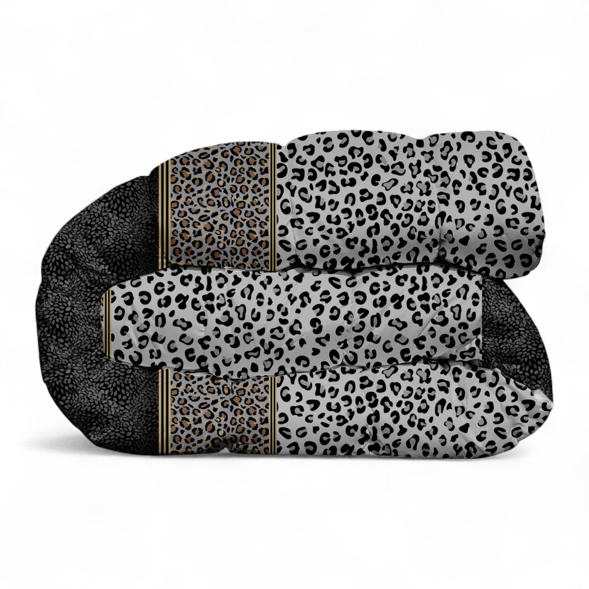 Premium Dekbed bedrukt - Zonder hoes ( 2 in 1 ) - Tweezijdig - 1 persoon -140 x 200 cm - Chic Panter / Flowers