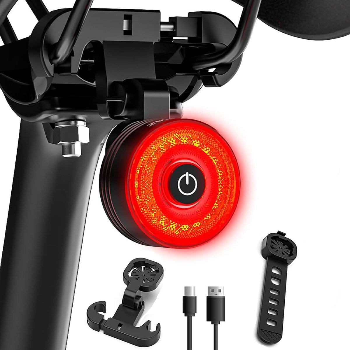 Slim Fietsachterlicht met Auto ON/OFF en Remsensor - USB Oplaadbaar LED Achterlicht voor Veilig Fietsen