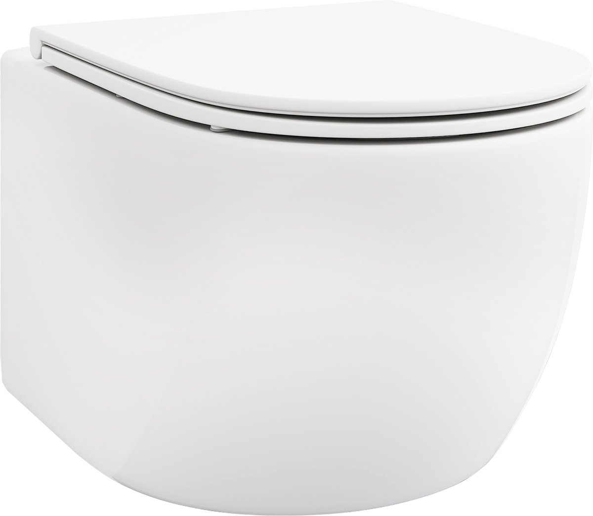 COSTWAY Wandtoilet, spoelrandloos, keramisch wandtoilet met toiletbril, dubbel spoelsysteem, softclosemechanisme en montagemateriaal, hangend toilet, glanzend wit, 52,5 x 36 x 36 cm