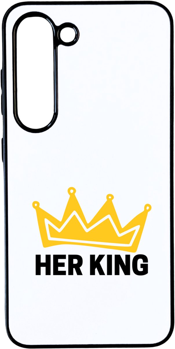 Hacebo® - Her King telefoonhoesje - Verjaardag - Haar - Hem - telefoonhoesjes - Grappige tekst - hoesje geschikt voor Samsung Galaxy S23