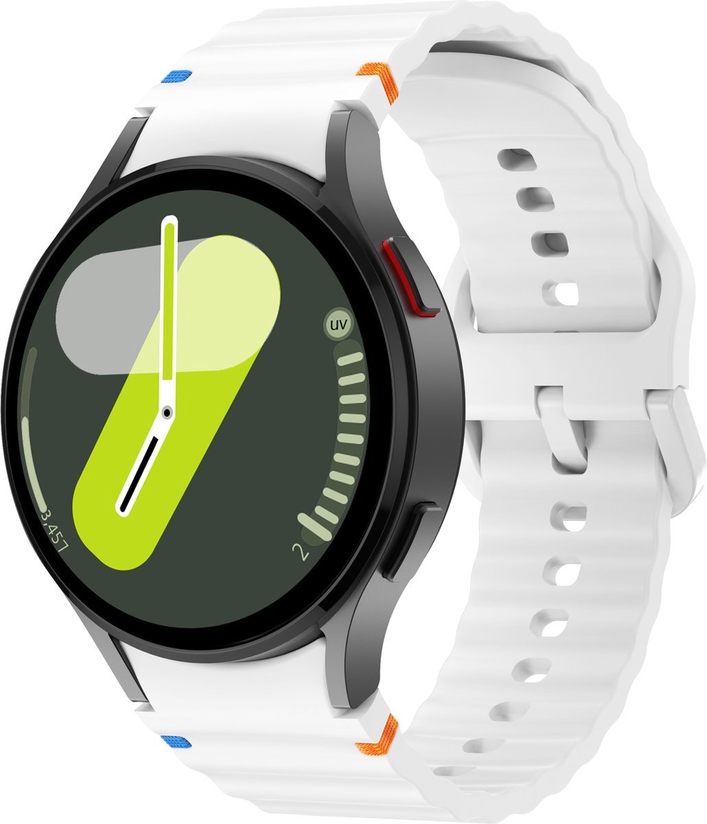 Jumada's - Siliconen Wave Bandje Wit - Geschikt voor Samsung Galaxy Watch 4, 5, 6 & 7 - Flexibel Sportbandje