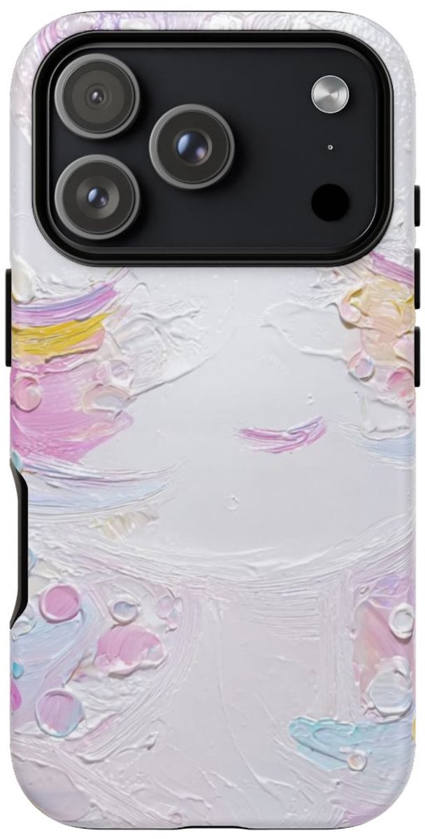Pastel Abstract Gezicht met Bubbels – Telefoonhoesje Geschikt voor iPhone 17 Pro