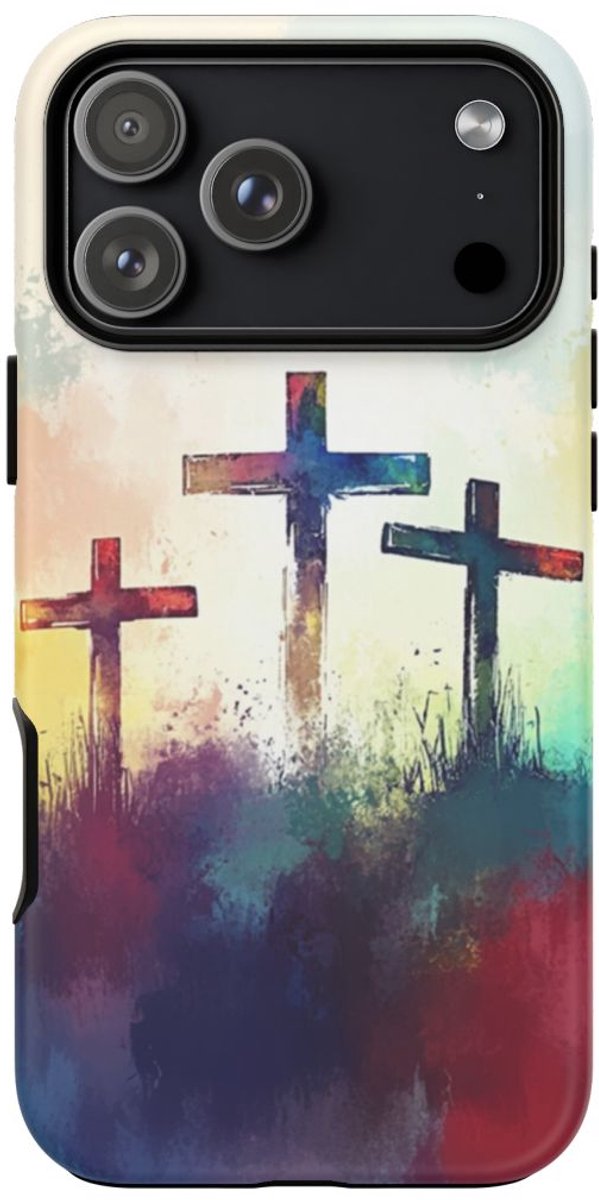Drie Kruisen Abstracte Aquarelkunst – Telefoonhoesje Geschikt voor iPhone 17 Pro Max
