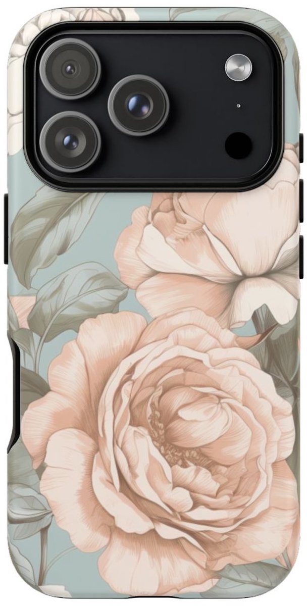 Pastelrozen en Bloemmotief – Telefoonhoesje Geschikt voor iPhone 17 Pro