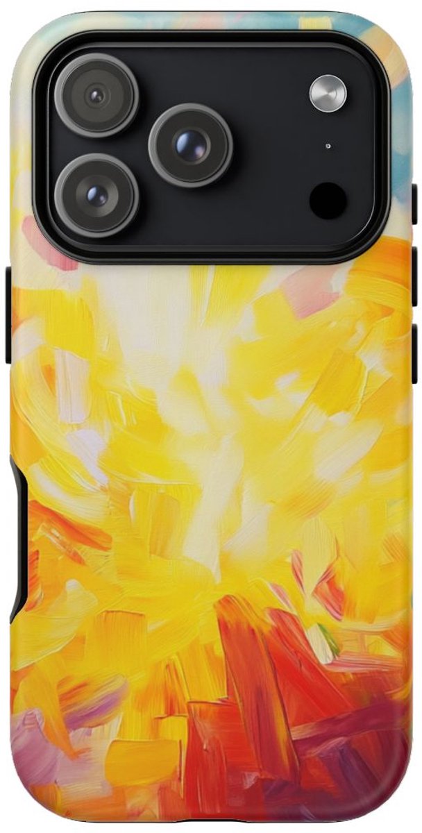 Vrolijke Abstracte Zonneborstels – Telefoonhoesje Geschikt voor iPhone 17 Pro