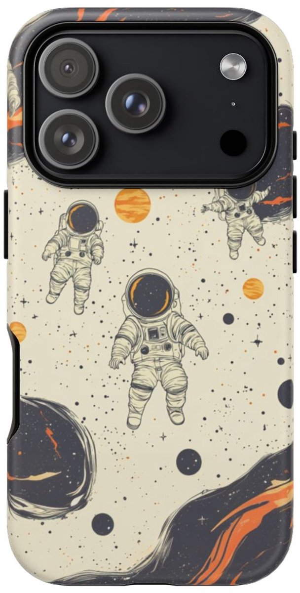 Astronauten en Kosmische Vlammen Patroon – Telefoonhoesje Geschikt voor iPhone 17 Pro